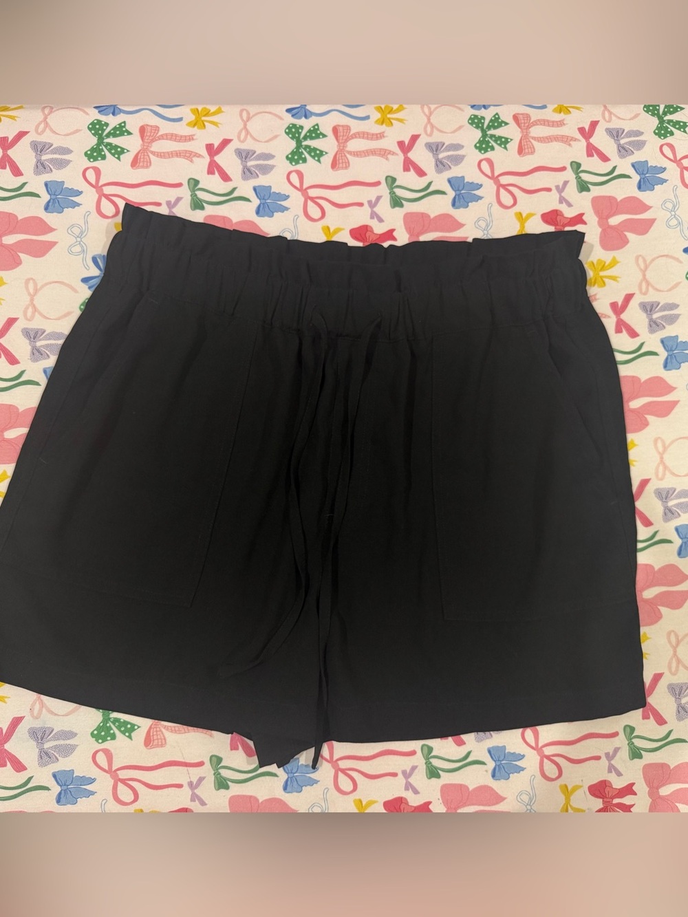 Sanctuary Black Elastic-Waist Drawstring Shorts